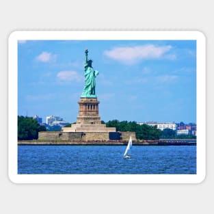 Manhattan NY - Sailboat By Statue Of Liberty Sticker